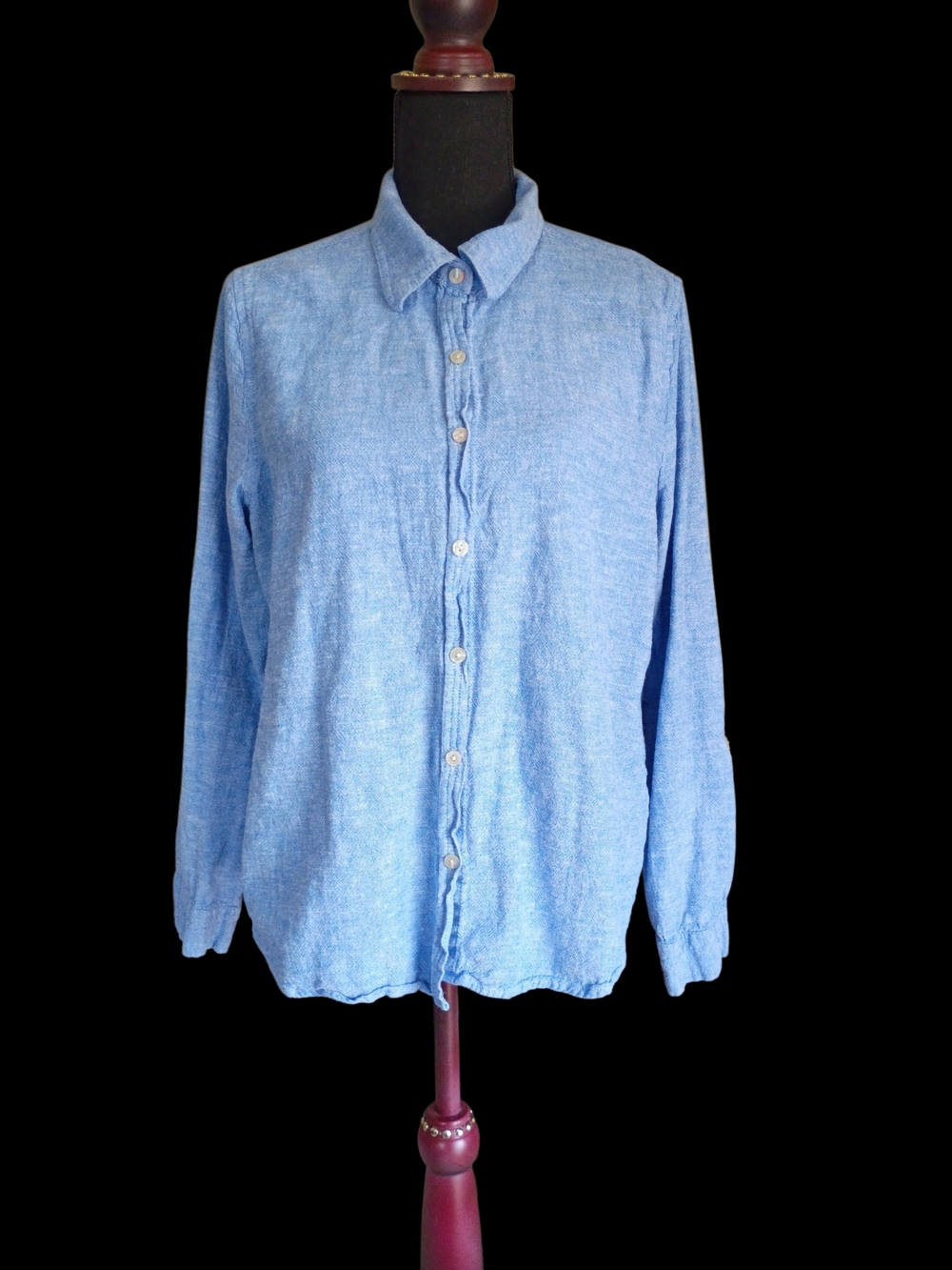 Orvis Heathered Sky Blue Casual Button-Down Shirt